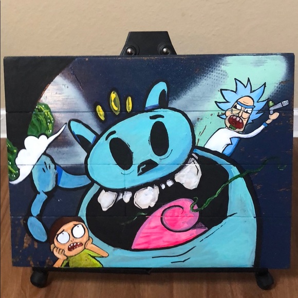 Wall Art Rick And Morty Acrylic Painting Street Art On Wood